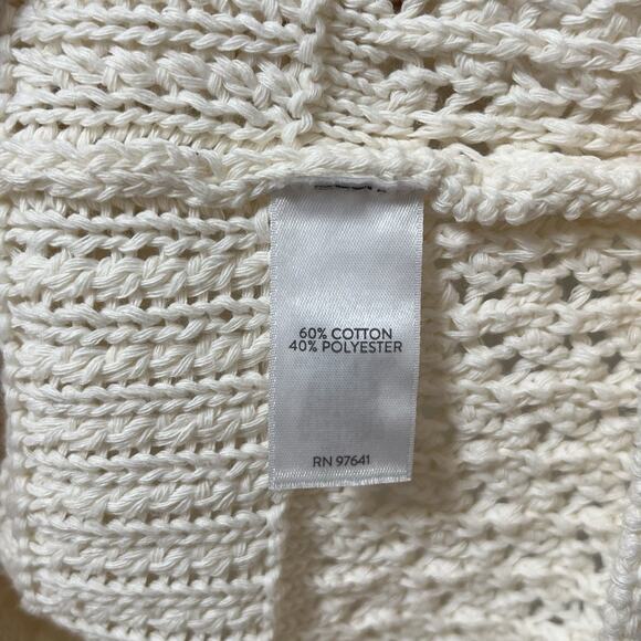 J Jill 3/4 Sleeve Crochet Button Cardigan Size XL White Coastal Grandma Beachy - Picture 6 of 7